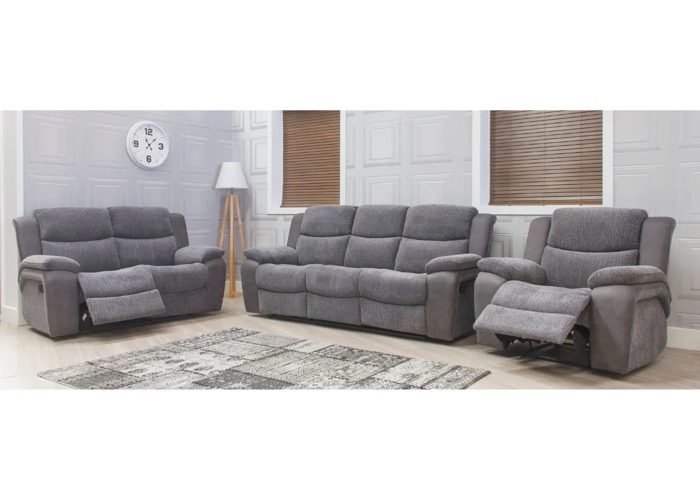 Legend Grey Fabric Reclining Sofa Range by Sofahouse