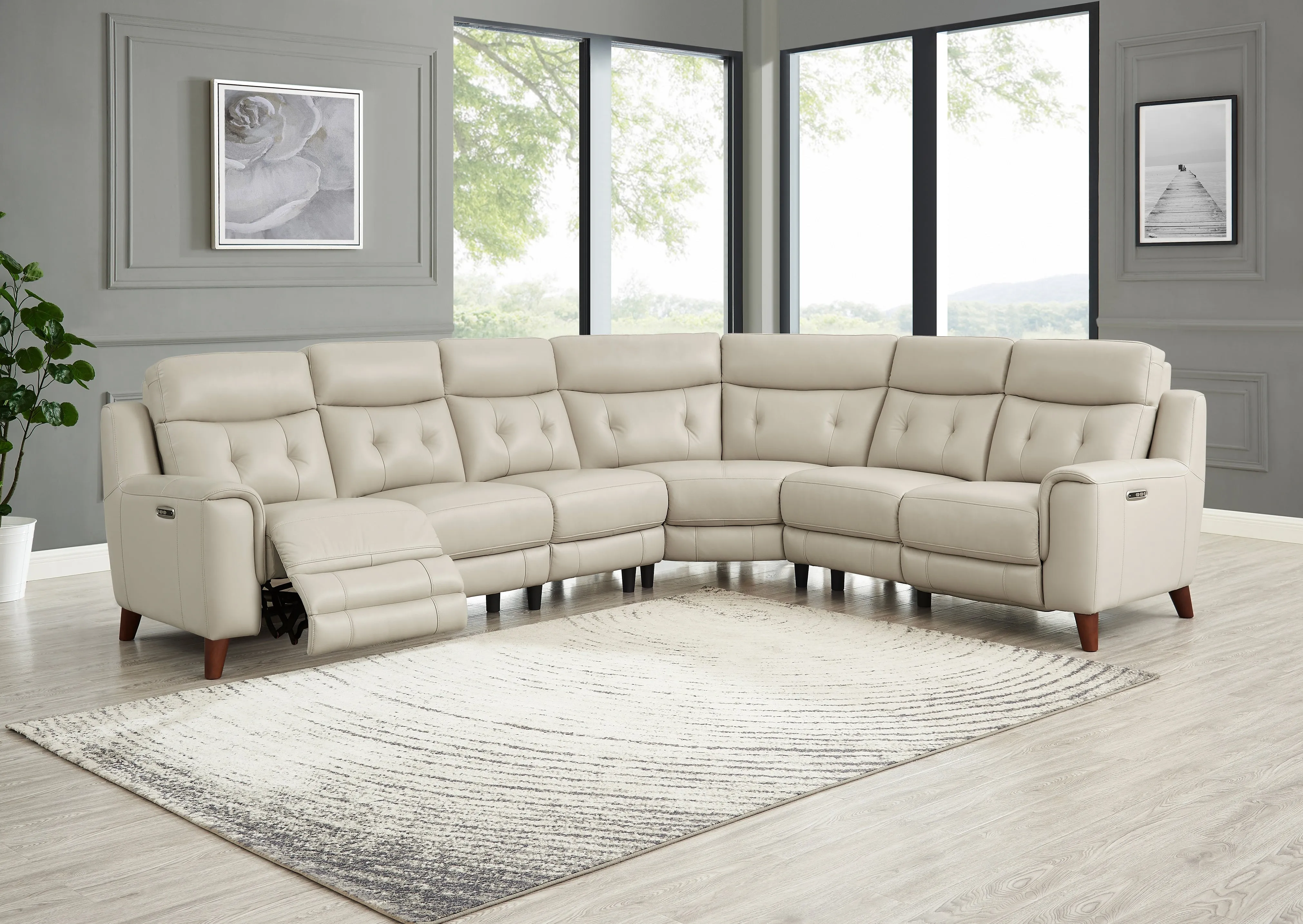 Malibu Zero Gravity Top Grain Leather Power Sectional