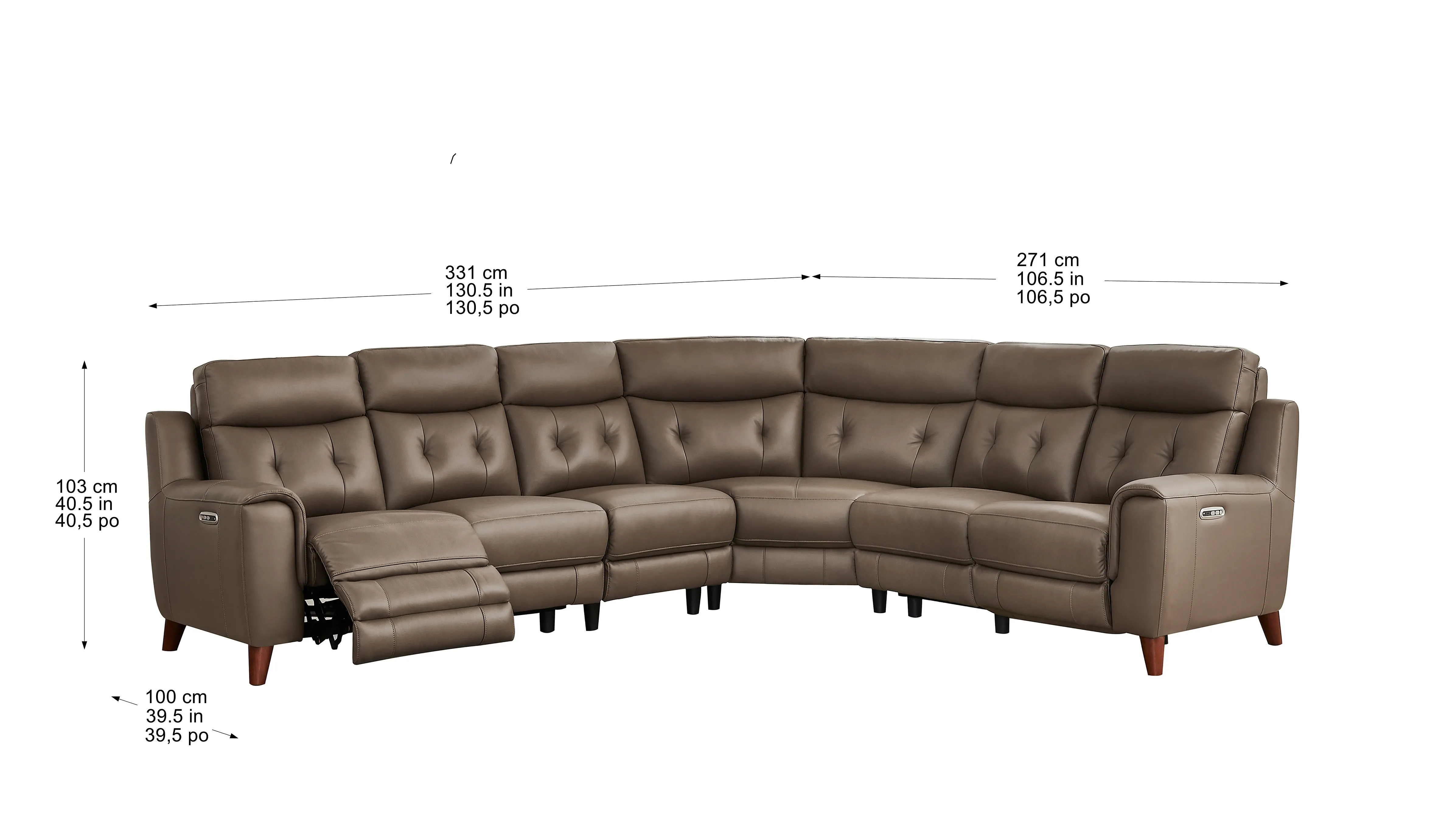 Malibu Zero Gravity Top Grain Leather Power Sectional