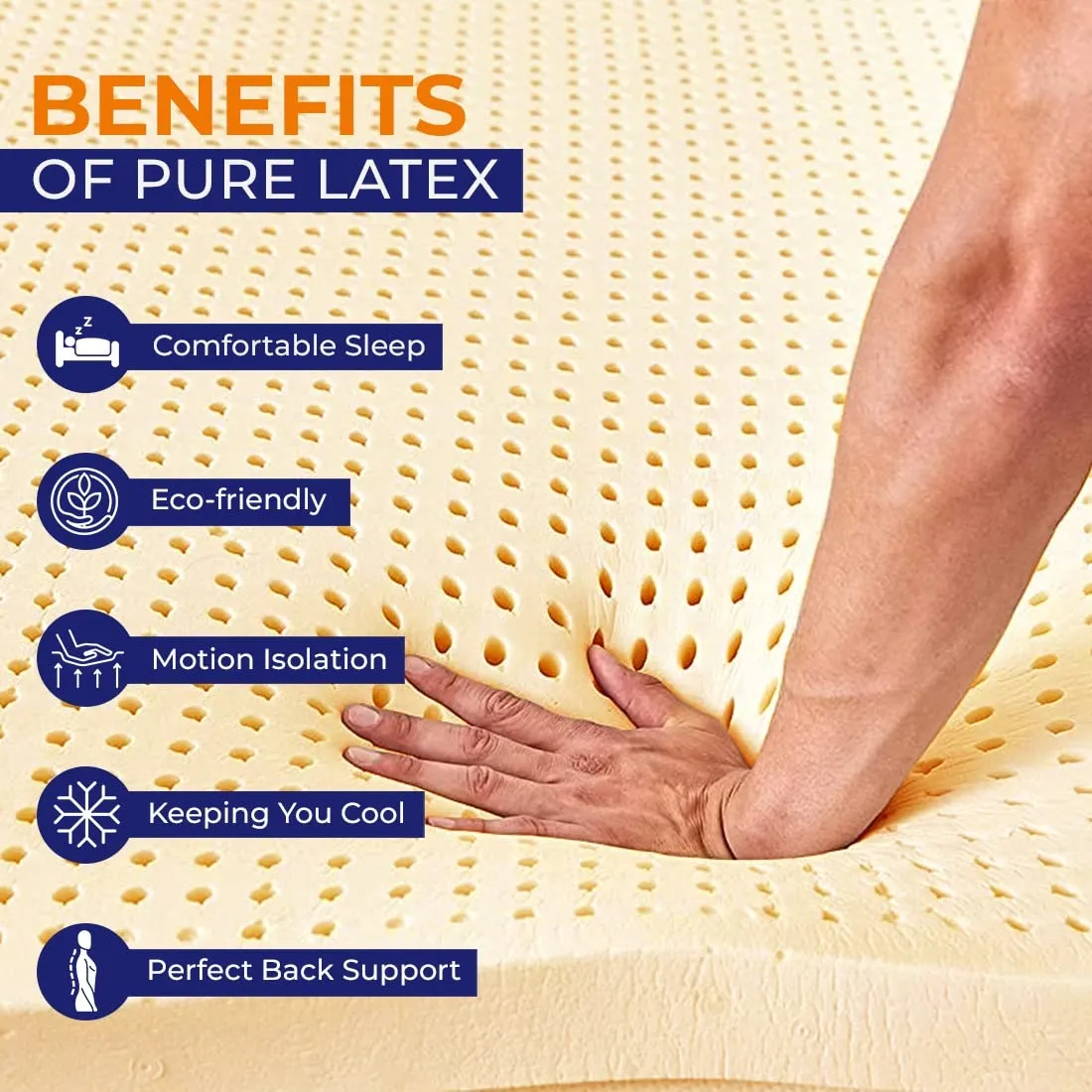 MEDISLEEP Breeze Mattress - 100% Natural Pincore Latex & HR Support Foam | 10 Years Warranty | Orthopedic & Reversible | Free Khadi Zipper Cotton Cover (Single Size, 72X30X5 Inch)