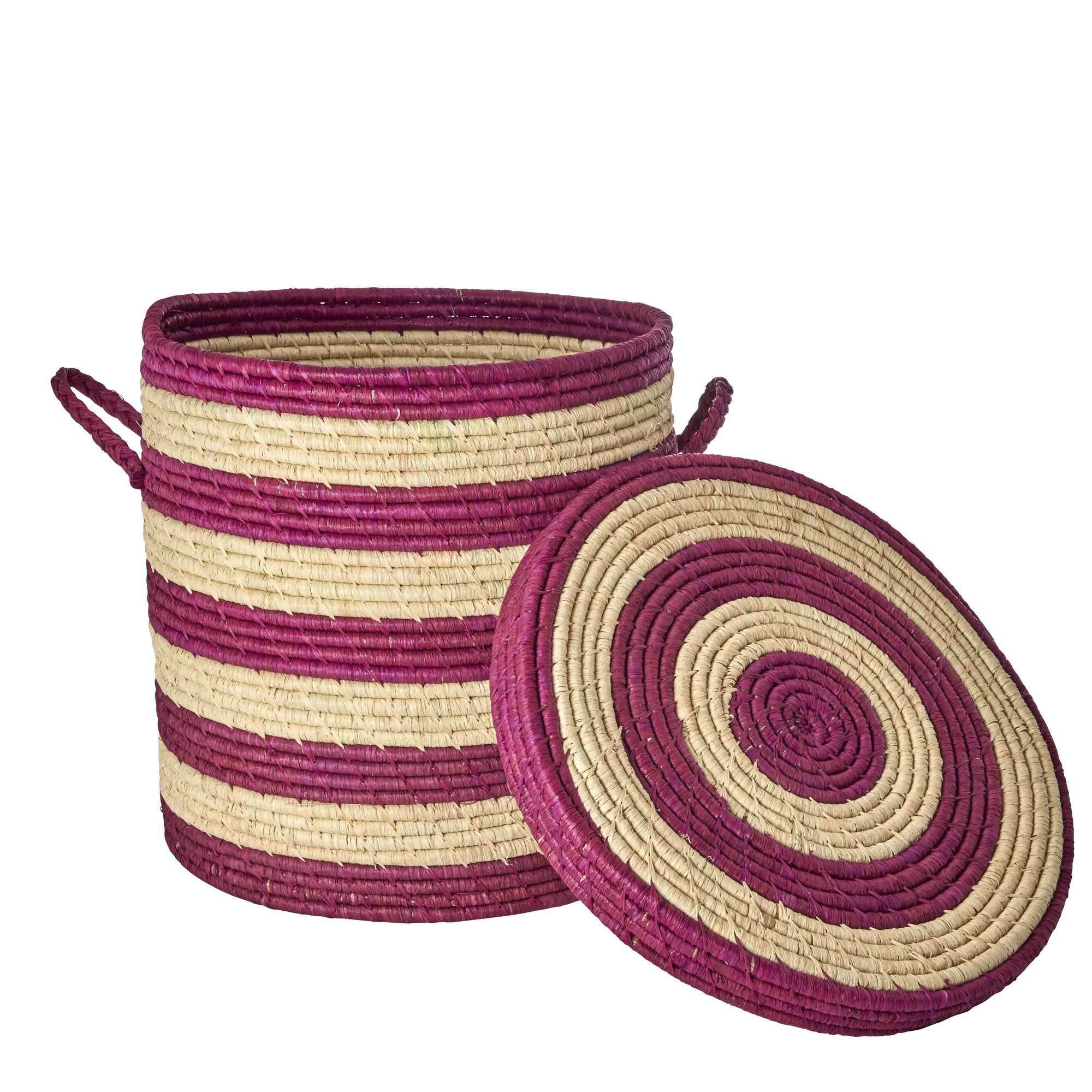 Medium Raffia Laundry Basket - Aubergine