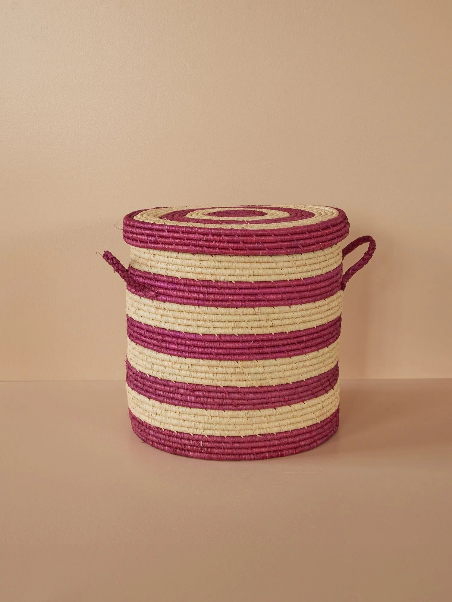 Medium Raffia Laundry Basket - Aubergine