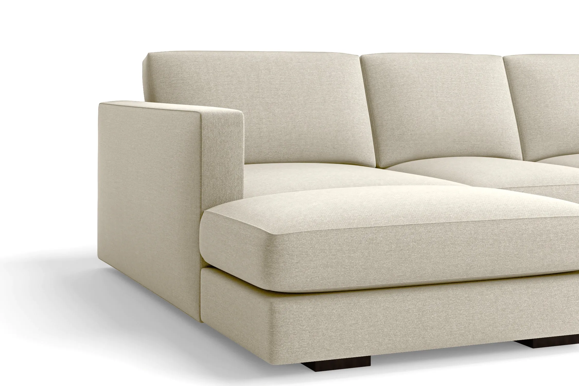 Messina 4 Seater Left Hand Facing Chaise Lounge Corner Sofa Cream Linen Fabric