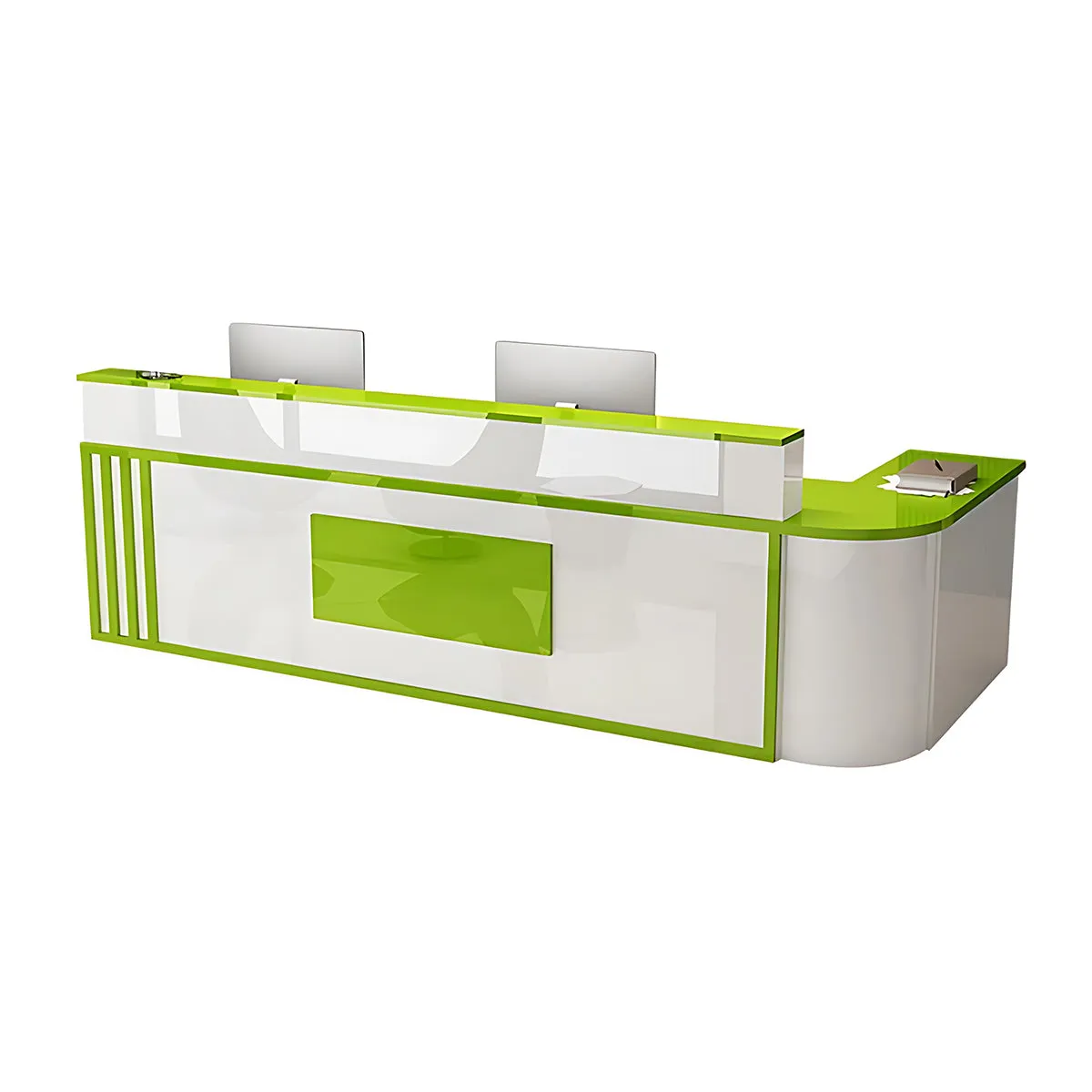 Modern Elegant Glossy Reception Desk with Corner Design