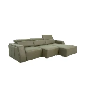 Monte 3 L Half Leather Sofa Olive