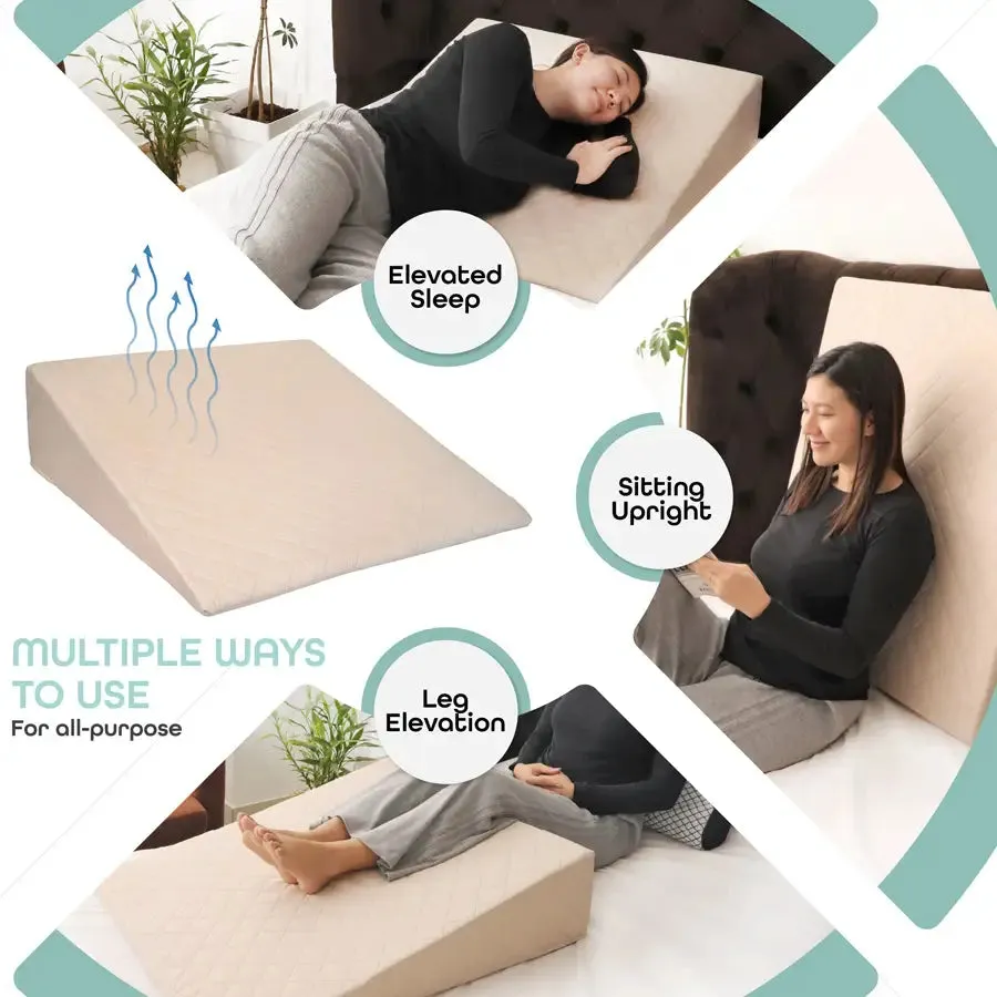 Moon Wedge Pillow for GERD Acid Reflux (Brown)