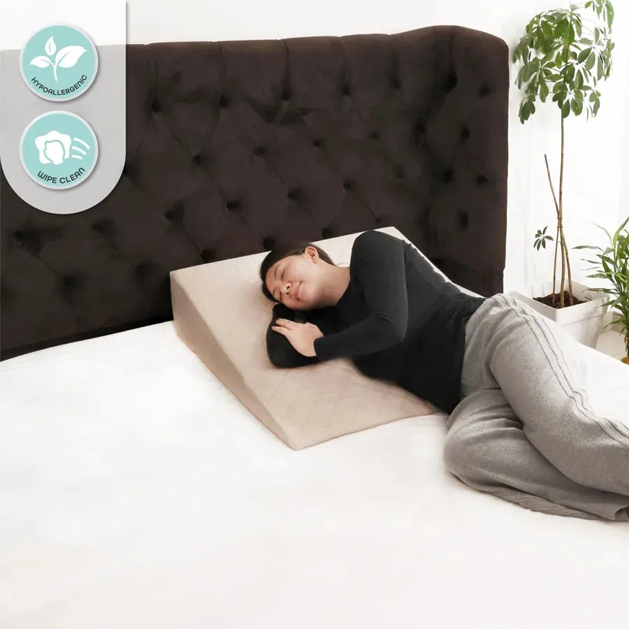 Moon Wedge Pillow for GERD Acid Reflux (Brown)