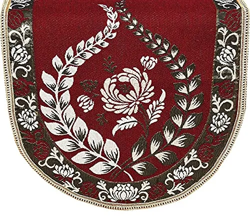 Multitex Royal Look Cotton Sofa Cover Set With Heavy Fabric Floral Design 5 Arm Seater Sofa Cover -| Set Of 16 Piece |- (Maroon, L)