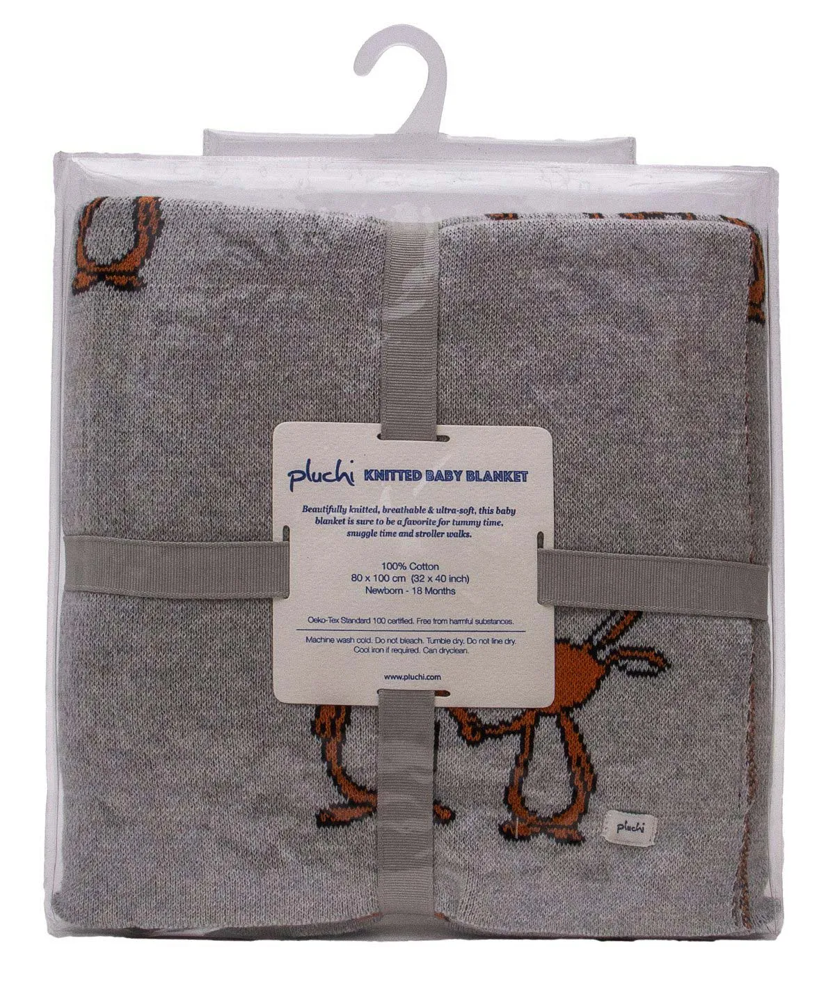 Mumma and Baby Bunny Grey 100% Cotton Knitted All Seasons AC Blanket for Babies