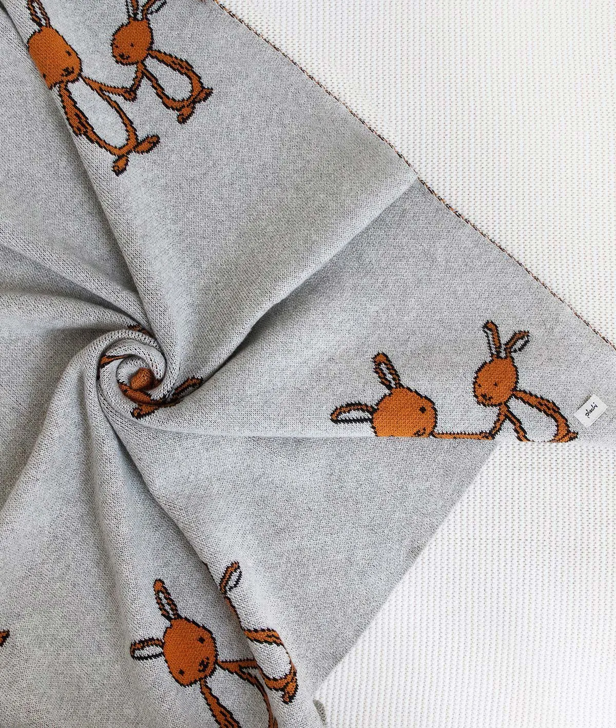 Mumma and Baby Bunny Grey 100% Cotton Knitted All Seasons AC Blanket for Babies