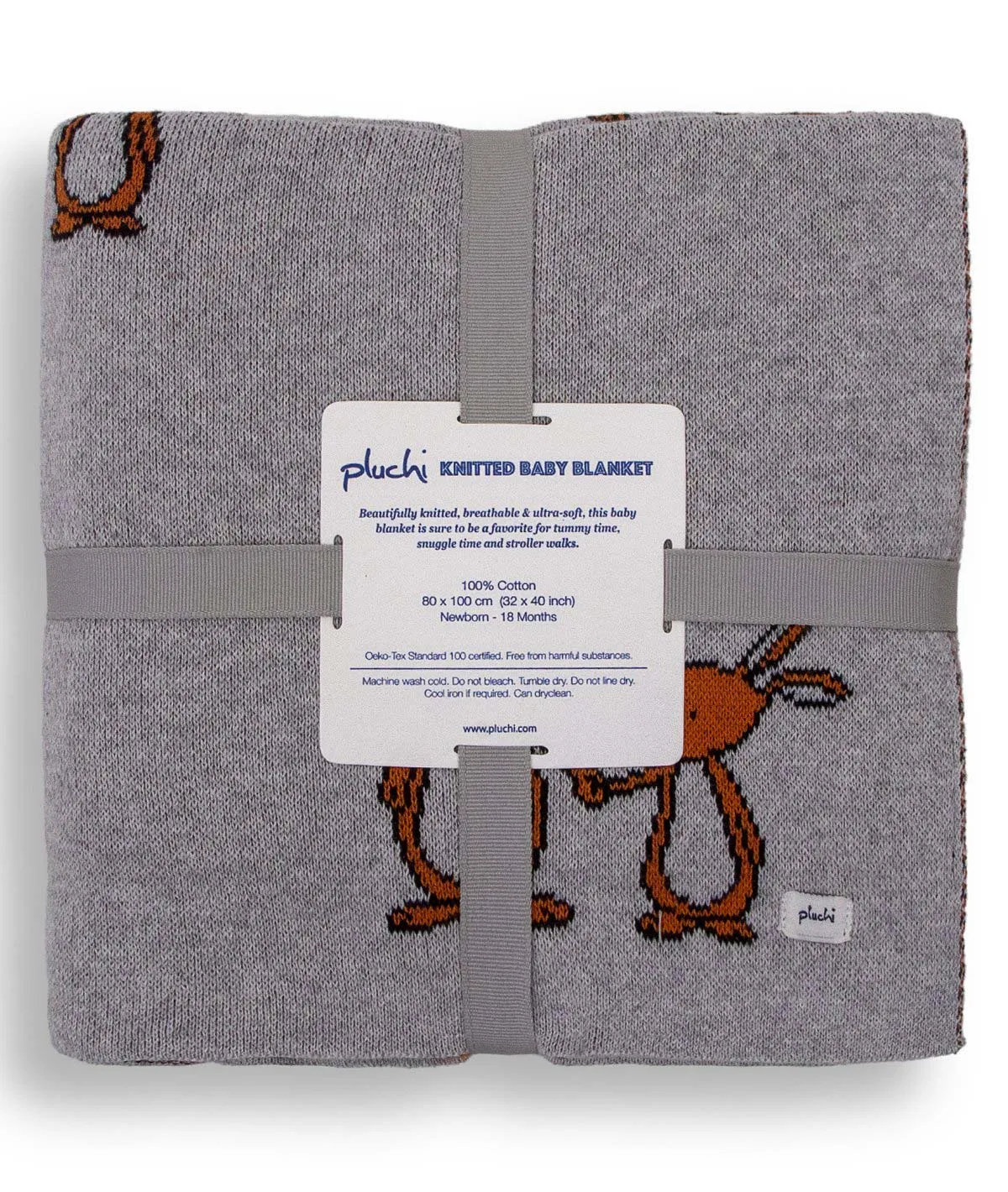 Mumma and Baby Bunny Grey 100% Cotton Knitted All Seasons AC Blanket for Babies