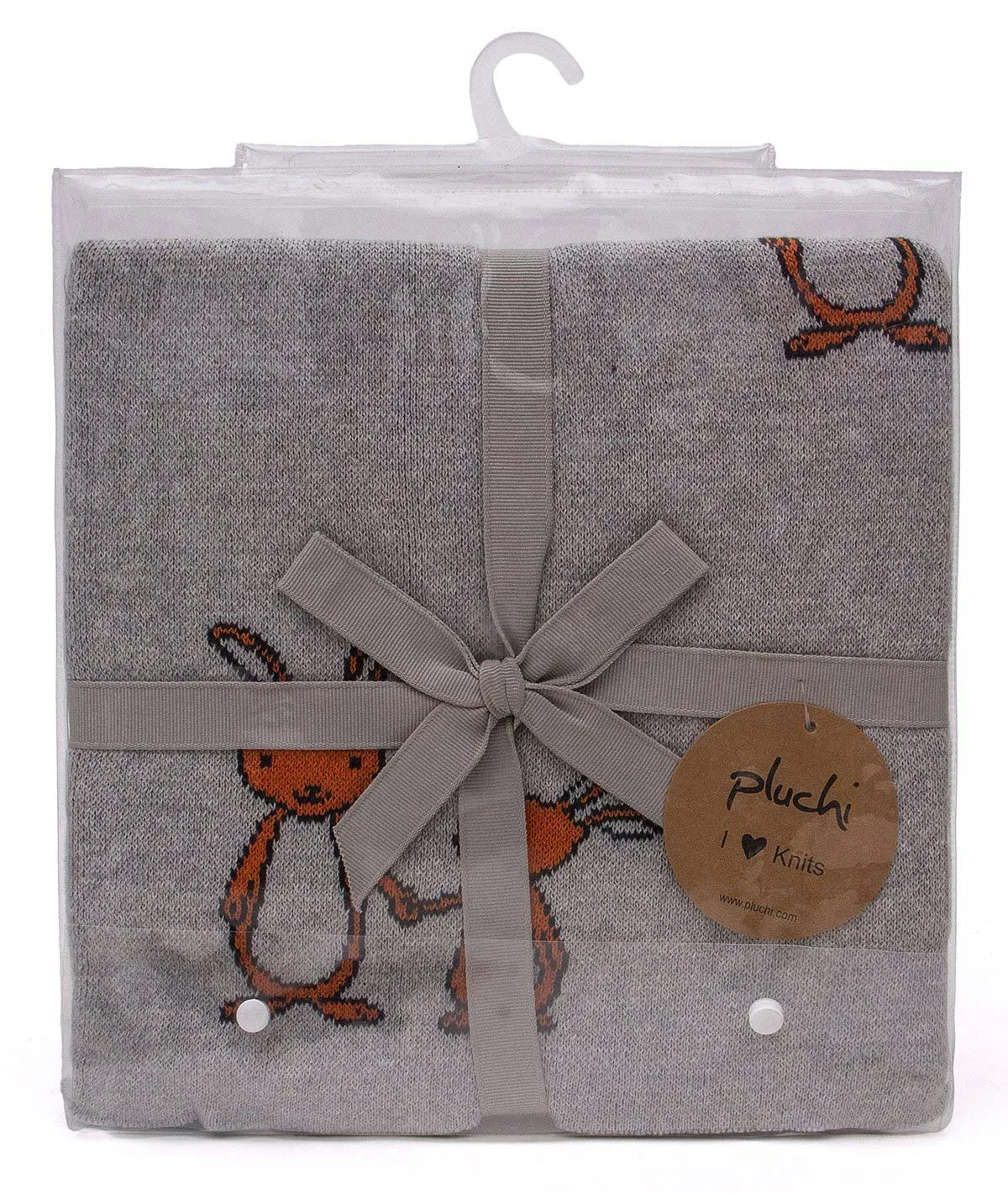 Mumma and Baby Bunny Grey 100% Cotton Knitted All Seasons AC Blanket for Babies