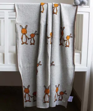 Mumma and Baby Bunny Grey 100% Cotton Knitted All Seasons AC Blanket for Babies