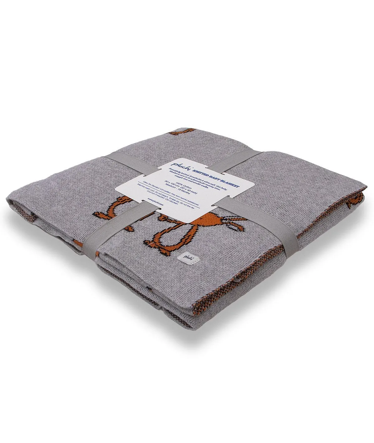 Mumma and Baby Bunny Grey 100% Cotton Knitted All Seasons AC Blanket for Babies