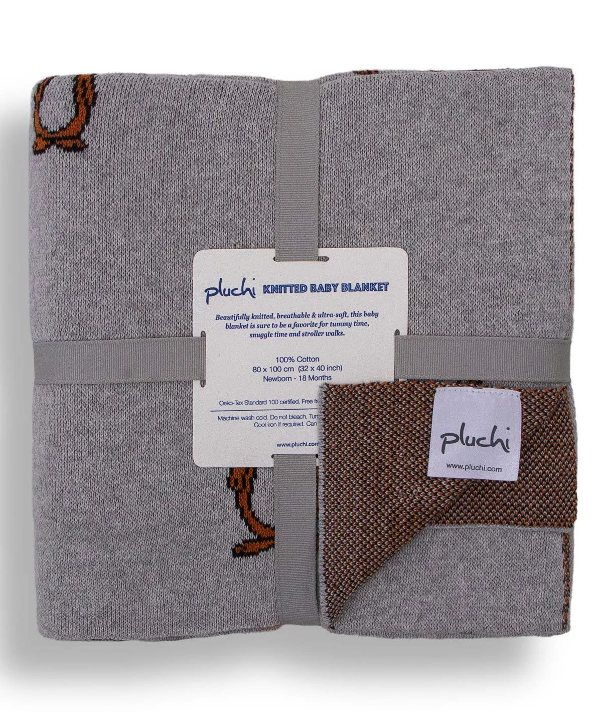 Mumma and Baby Bunny Grey 100% Cotton Knitted All Seasons AC Blanket for Babies