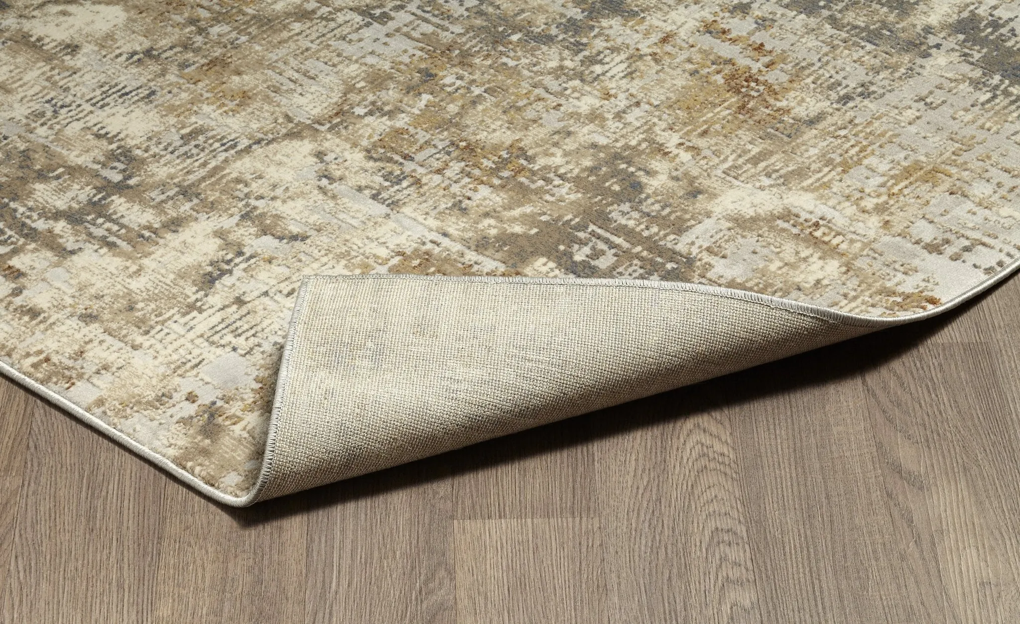 Muted Grey Ivory Distressed Striped Abstract Rug