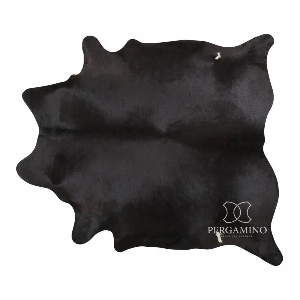 Pergamino Solid Black Cowhide Rug