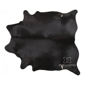 Pergamino Solid Black Cowhide Rug