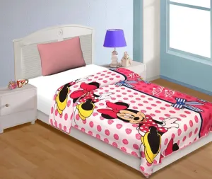 Polyester NK Mickey Mouse Cartoon Kids Design Print Single Bed Reversible AC Blanket | Dohar | Quilt | Duvet (Polycotton, Pink)