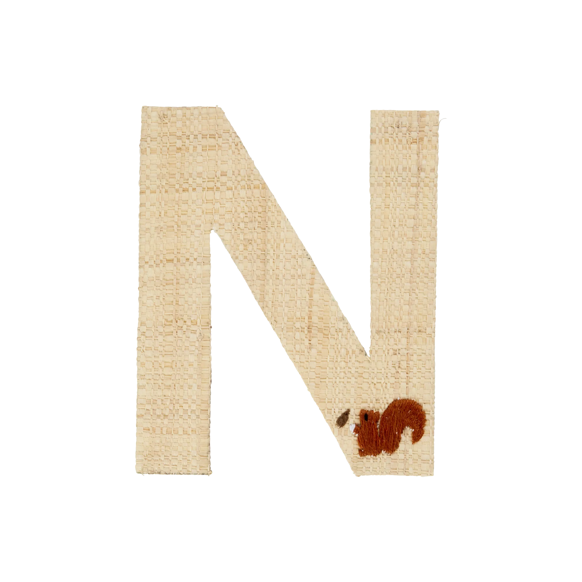 Raffia Stickers - Natural - N - Squirrel Embroidery