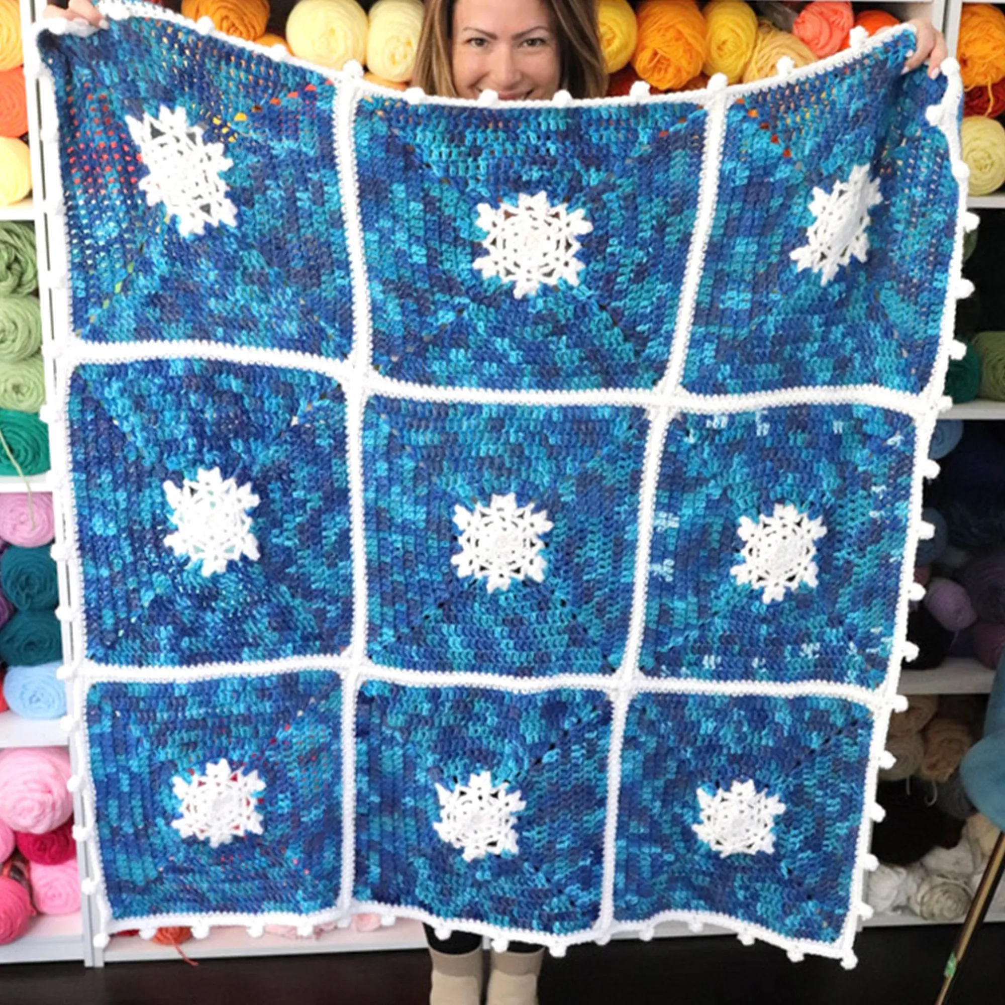 Red Heart Crochet Stitch in Season Snowflake Blanket