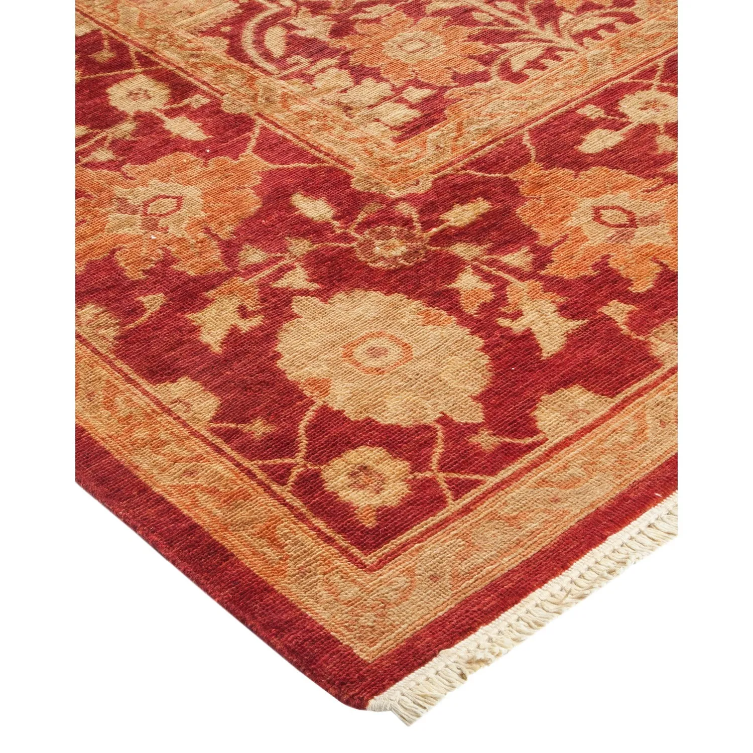 Red Traditional Wool Rug - 6'1" x 13'6"