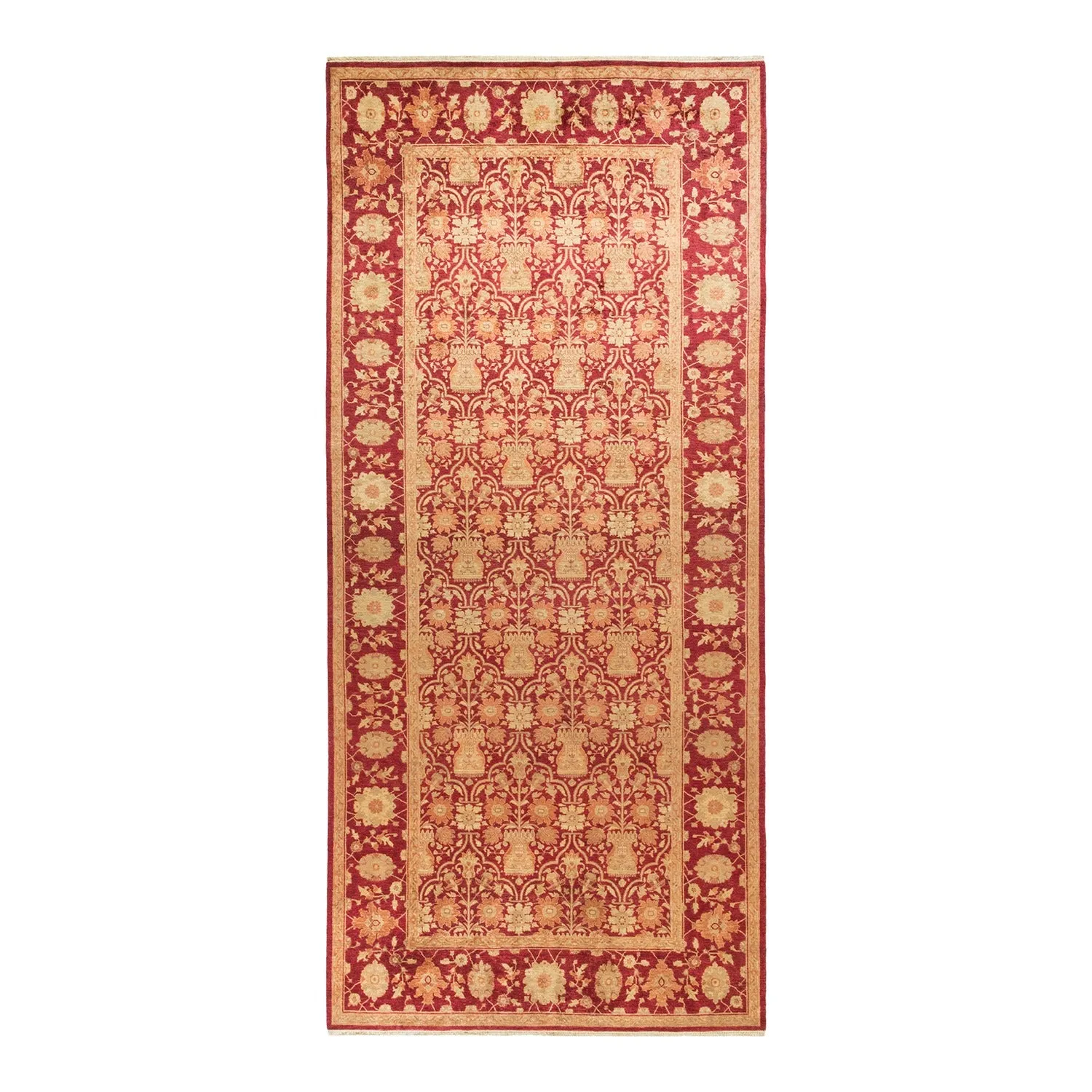 Red Traditional Wool Rug - 6'1" x 13'6"