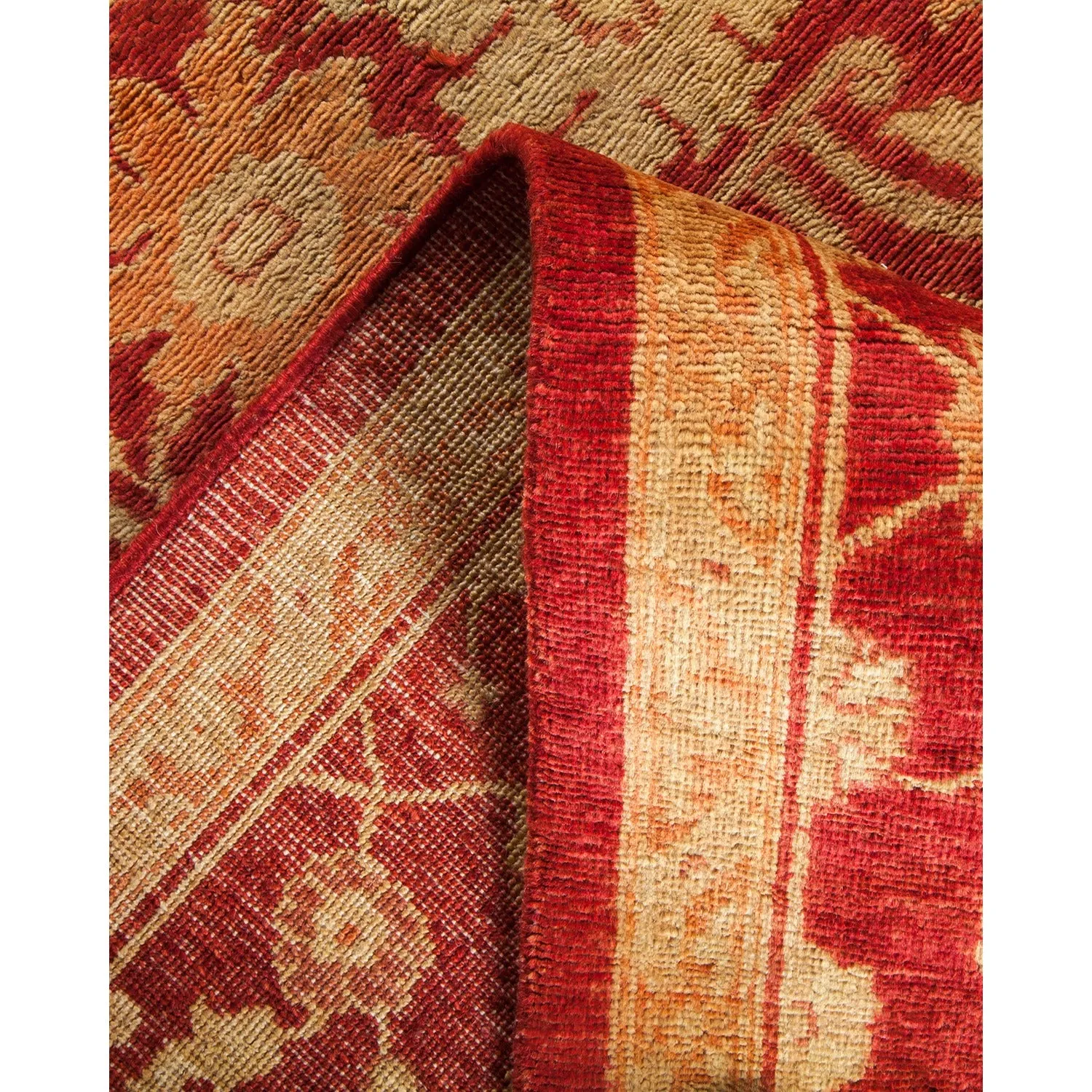 Red Traditional Wool Rug - 6'1" x 13'6"