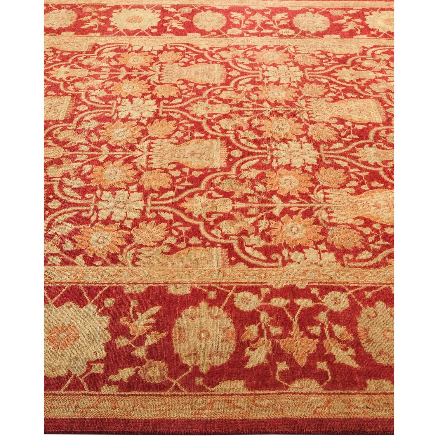 Red Traditional Wool Rug - 6'1" x 13'6"