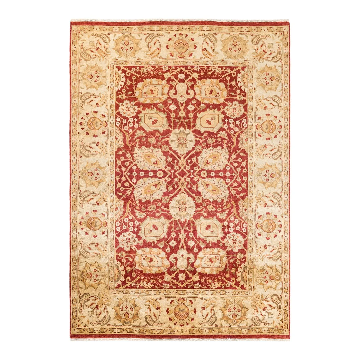 Red Traditional Wool Rug - 6'1" x 8'8"