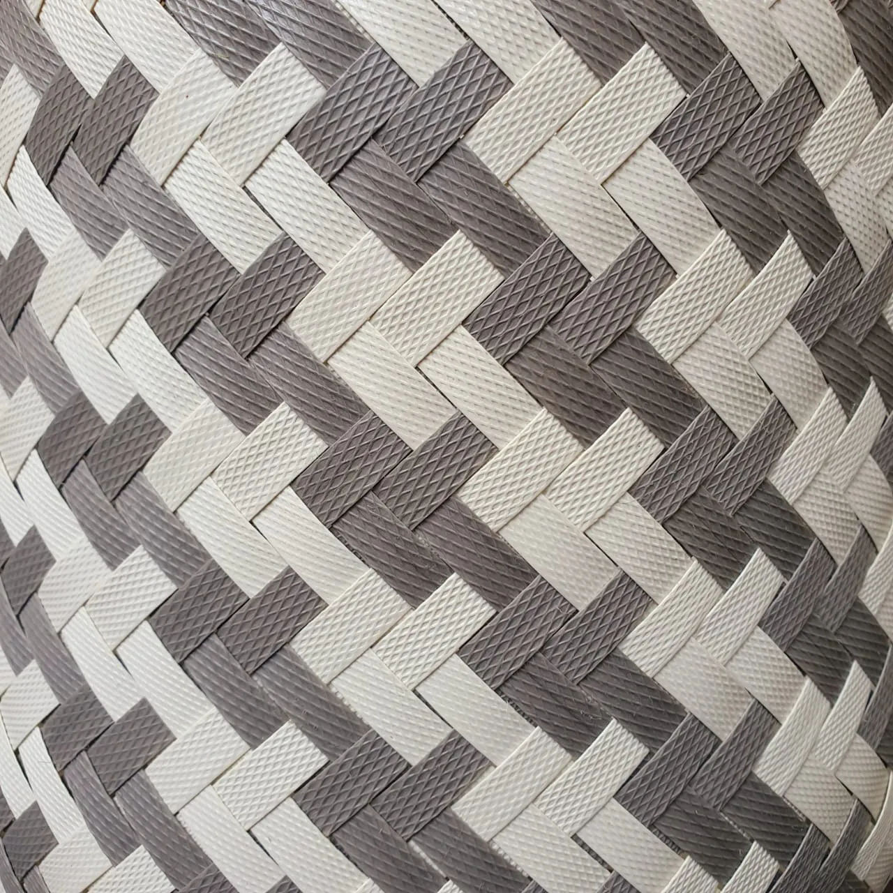 Round Grey and White Bamboo Baskets