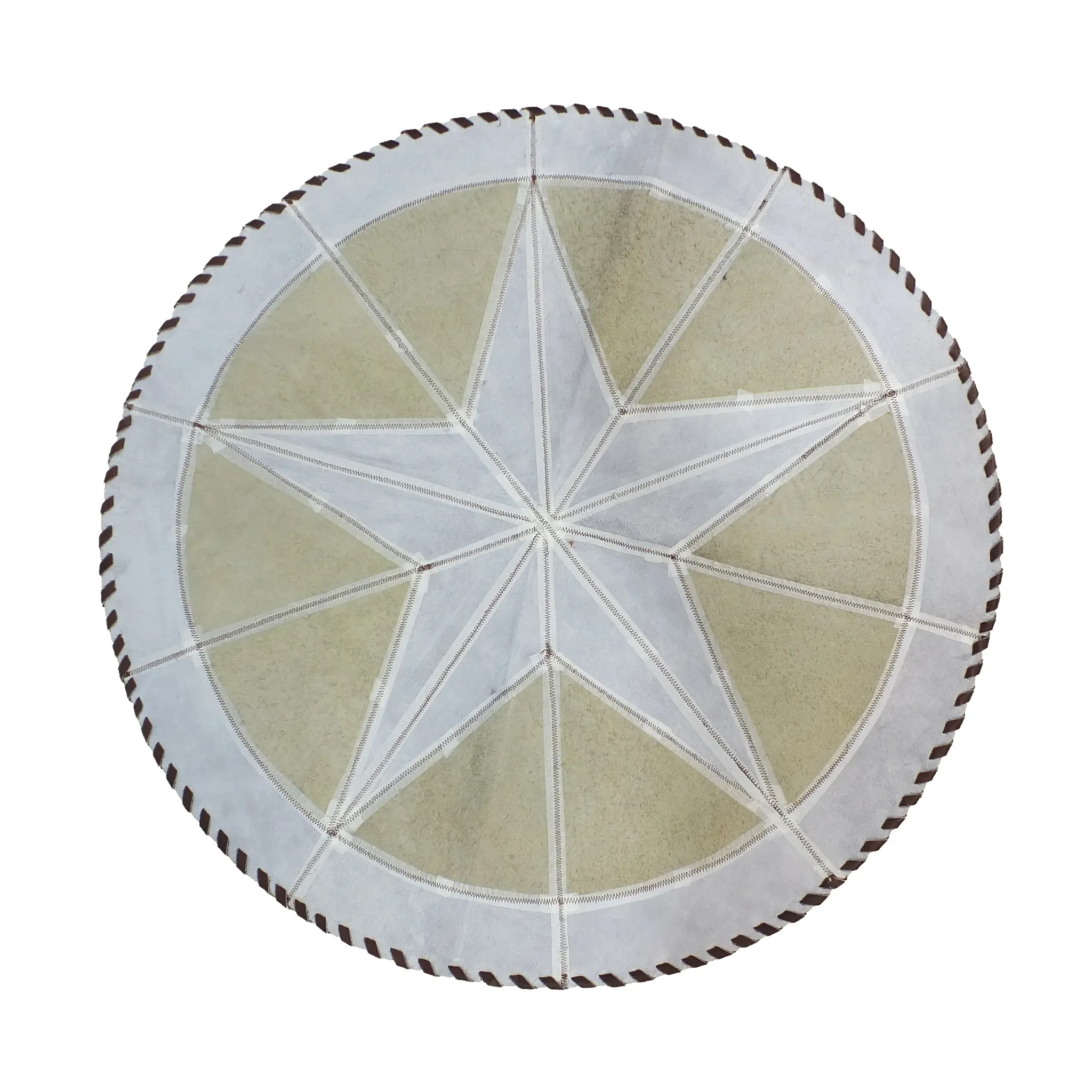 Round Western Rug - Cowhide Star & Edge, Bison Fill 72"