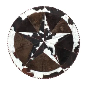 Round Western Rug - Cowhide Star & Edge, Bison Fill 72"