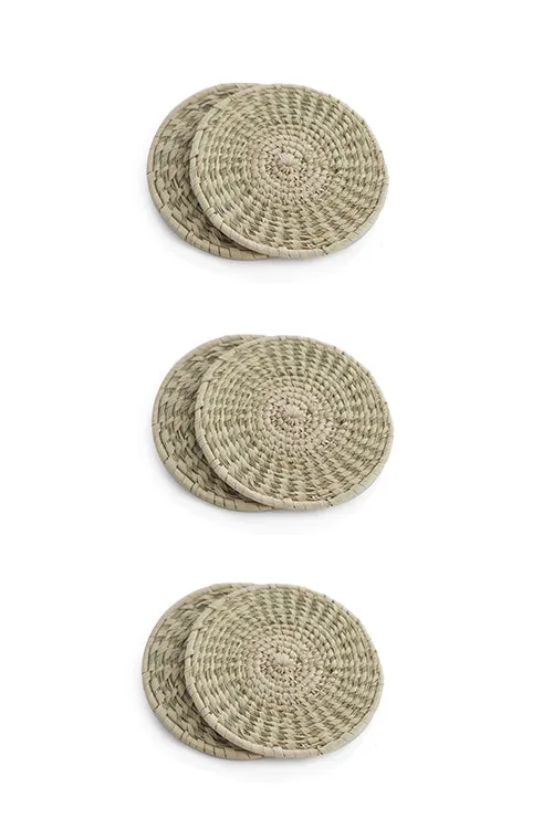 Set of 6 Handmade Sabai Grass Coasters