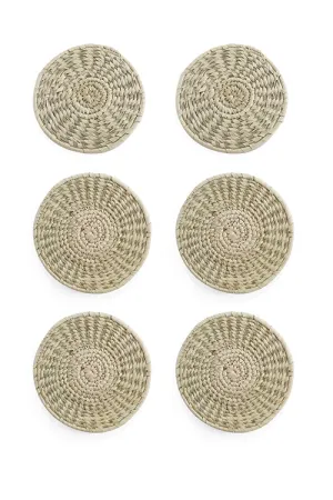 Set of 6 Handmade Sabai Grass Coasters