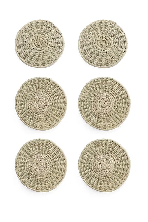 Set of 6 Handmade Sabai Grass Coasters