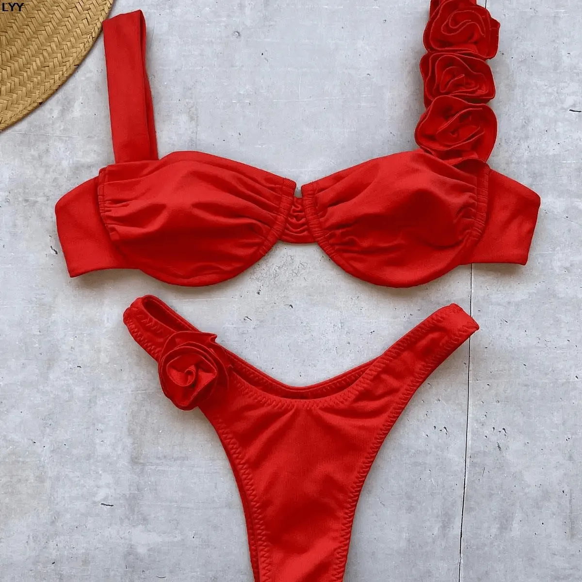 Sexy Custom Name Flowers Bikini Sets DIY Crystal Letters Swimsuit Sets Beach Body Jewelry(Custom 1-10 Letters)