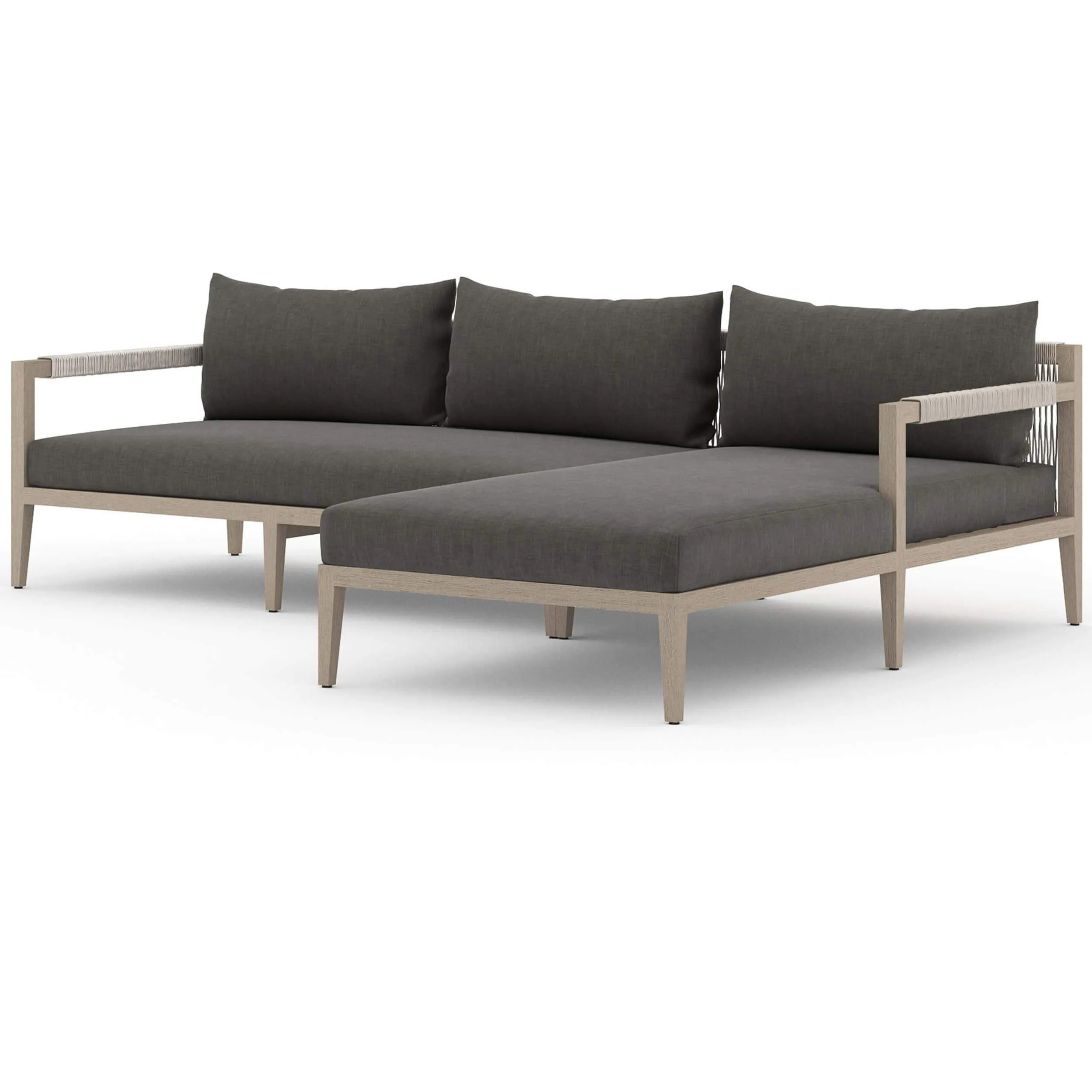 Sherwood Outdoor 2 Piece Sectional, Charcoal/Washed Brown