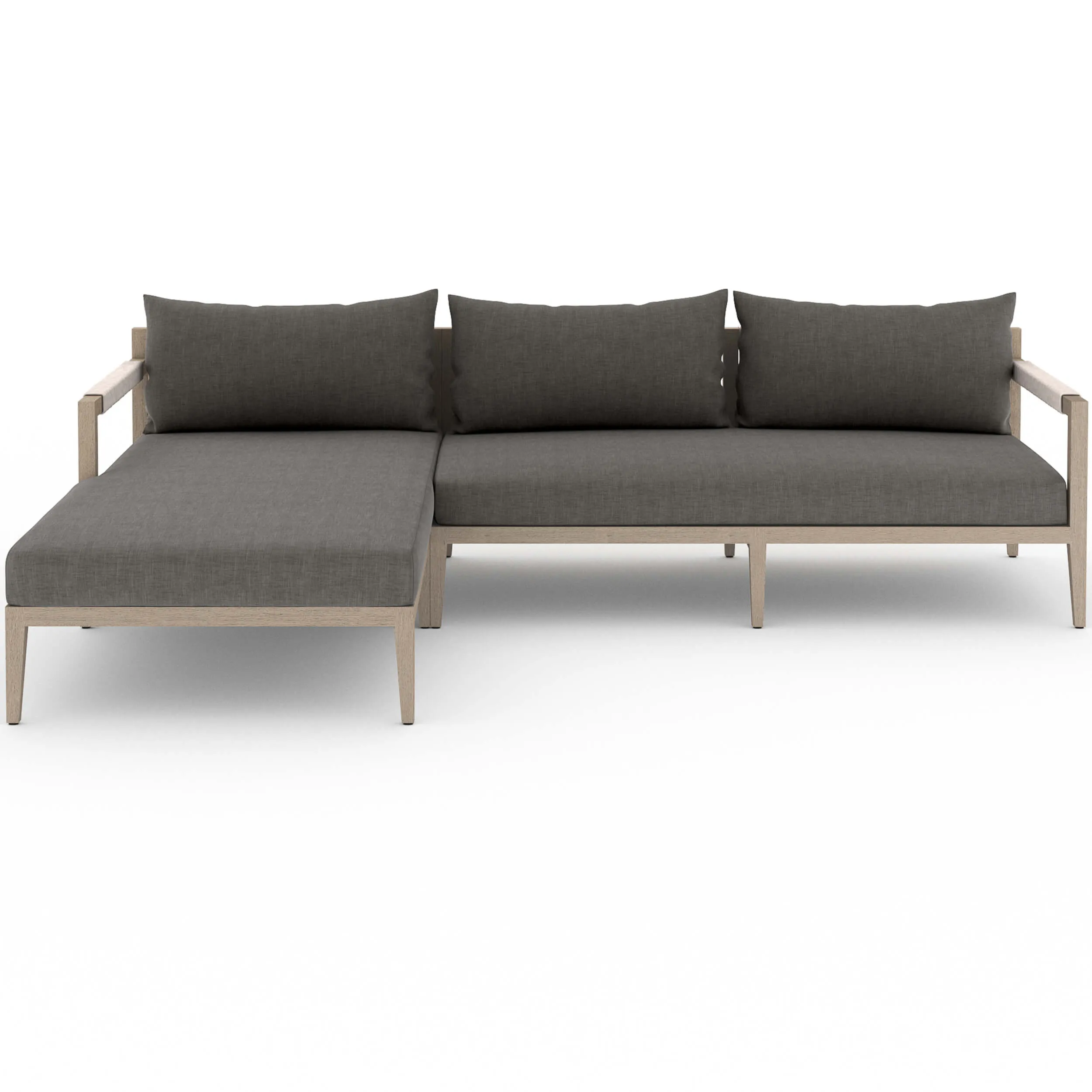 Sherwood Outdoor 2 Piece Sectional, Charcoal/Washed Brown