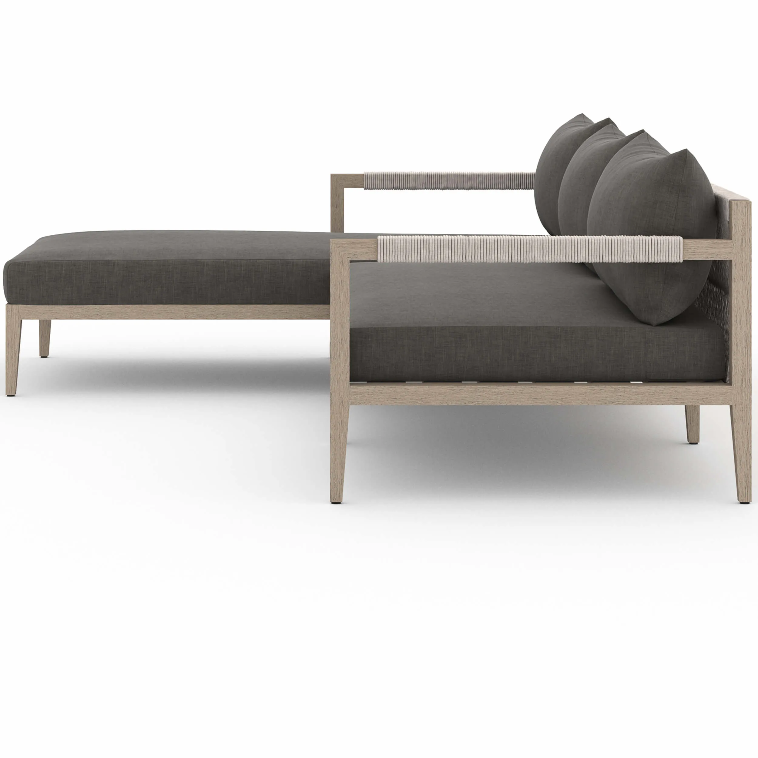 Sherwood Outdoor 2 Piece Sectional, Charcoal/Washed Brown
