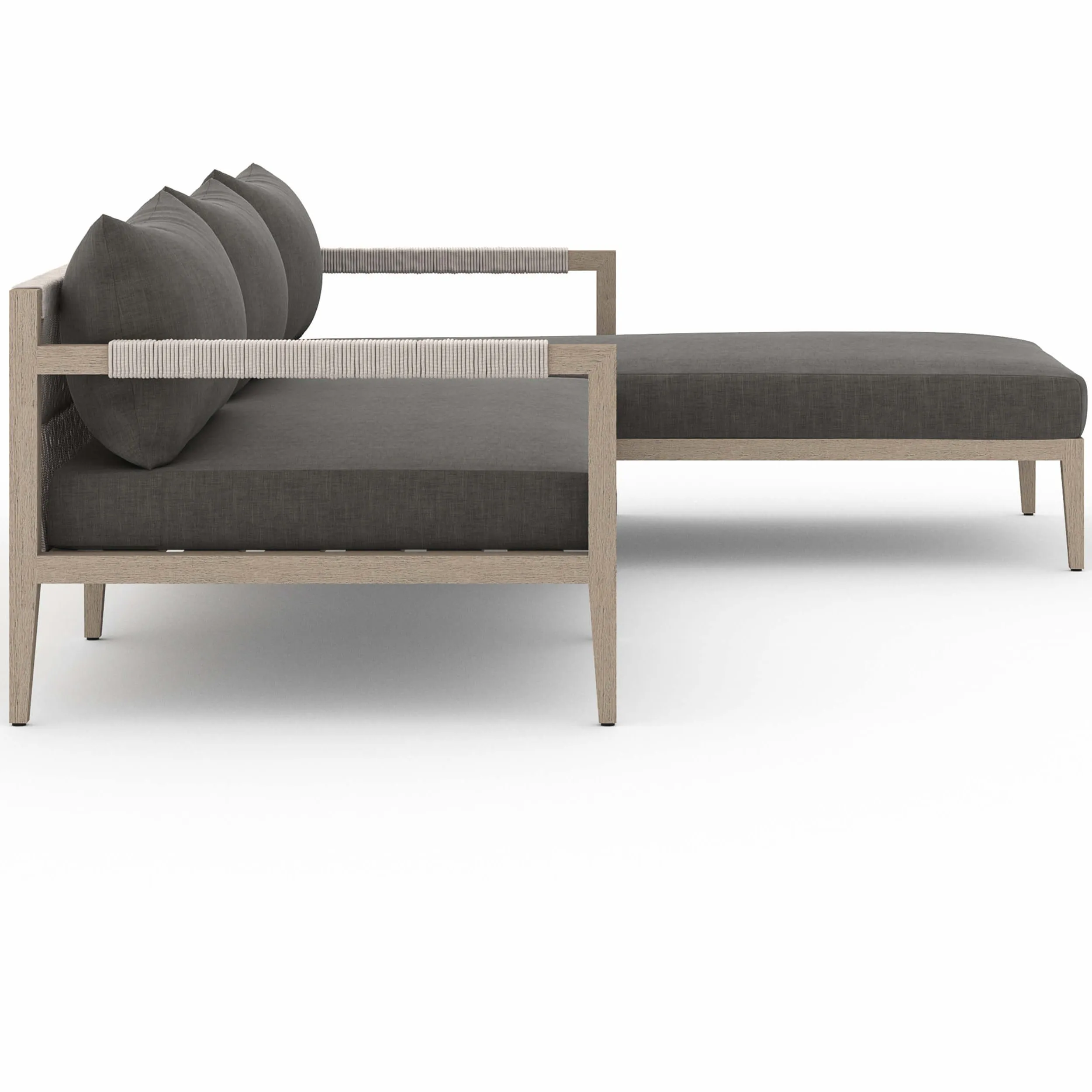 Sherwood Outdoor 2 Piece Sectional, Charcoal/Washed Brown