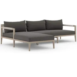 Sherwood Outdoor 2 Piece Sectional, Charcoal/Washed Brown