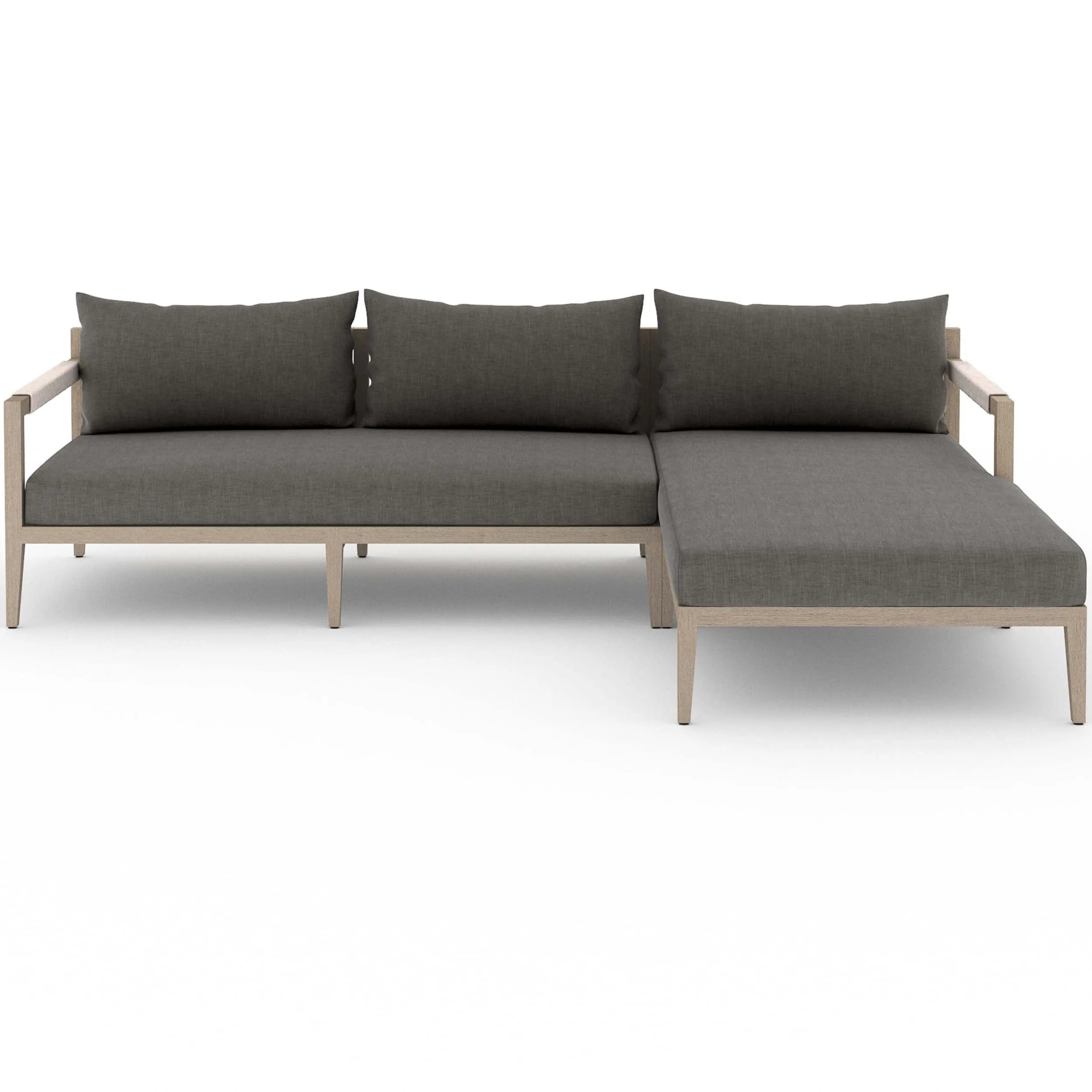 Sherwood Outdoor 2 Piece Sectional, Charcoal/Washed Brown