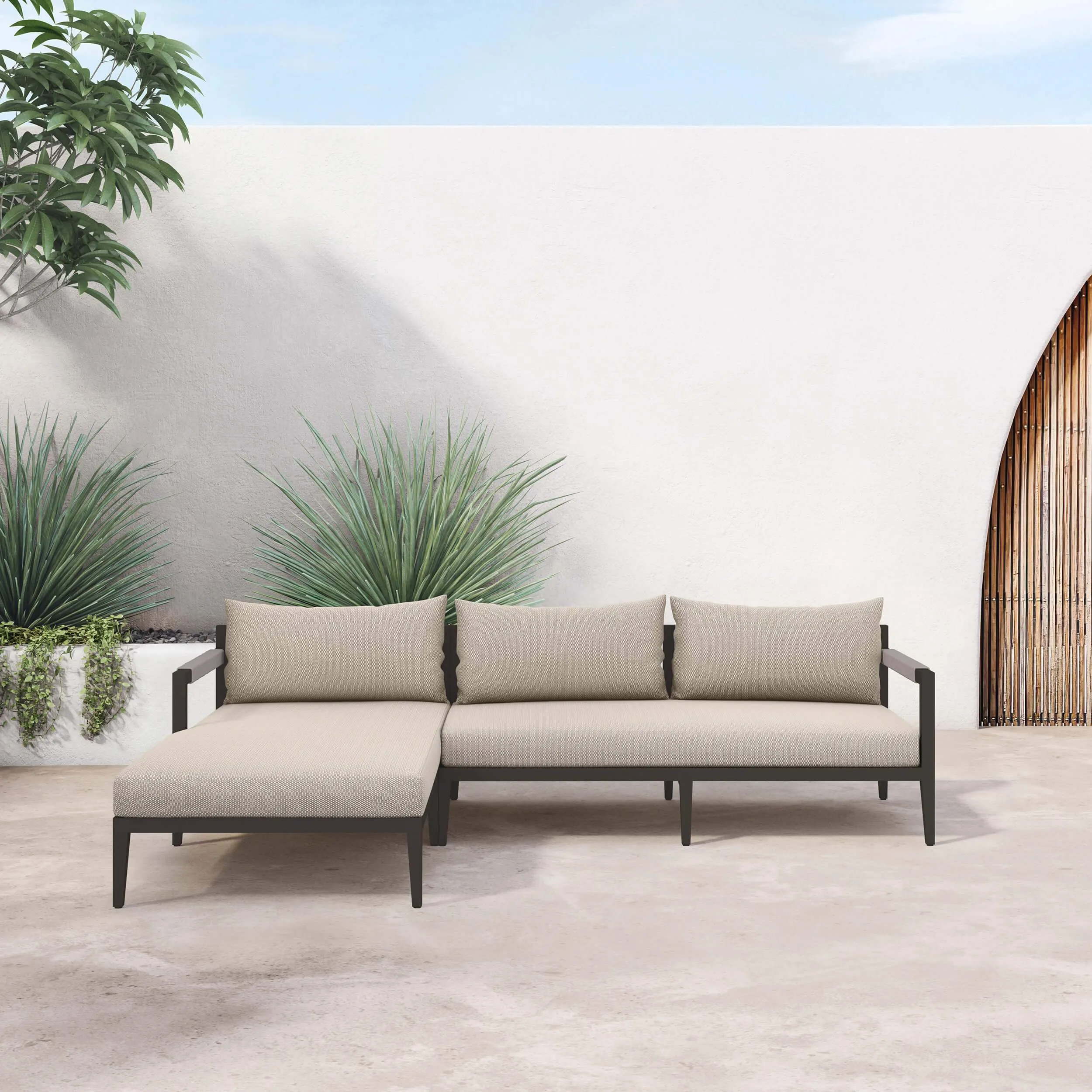 Sherwood Outdoor 2 Piece Sectional, Faye Sand/Bronze
