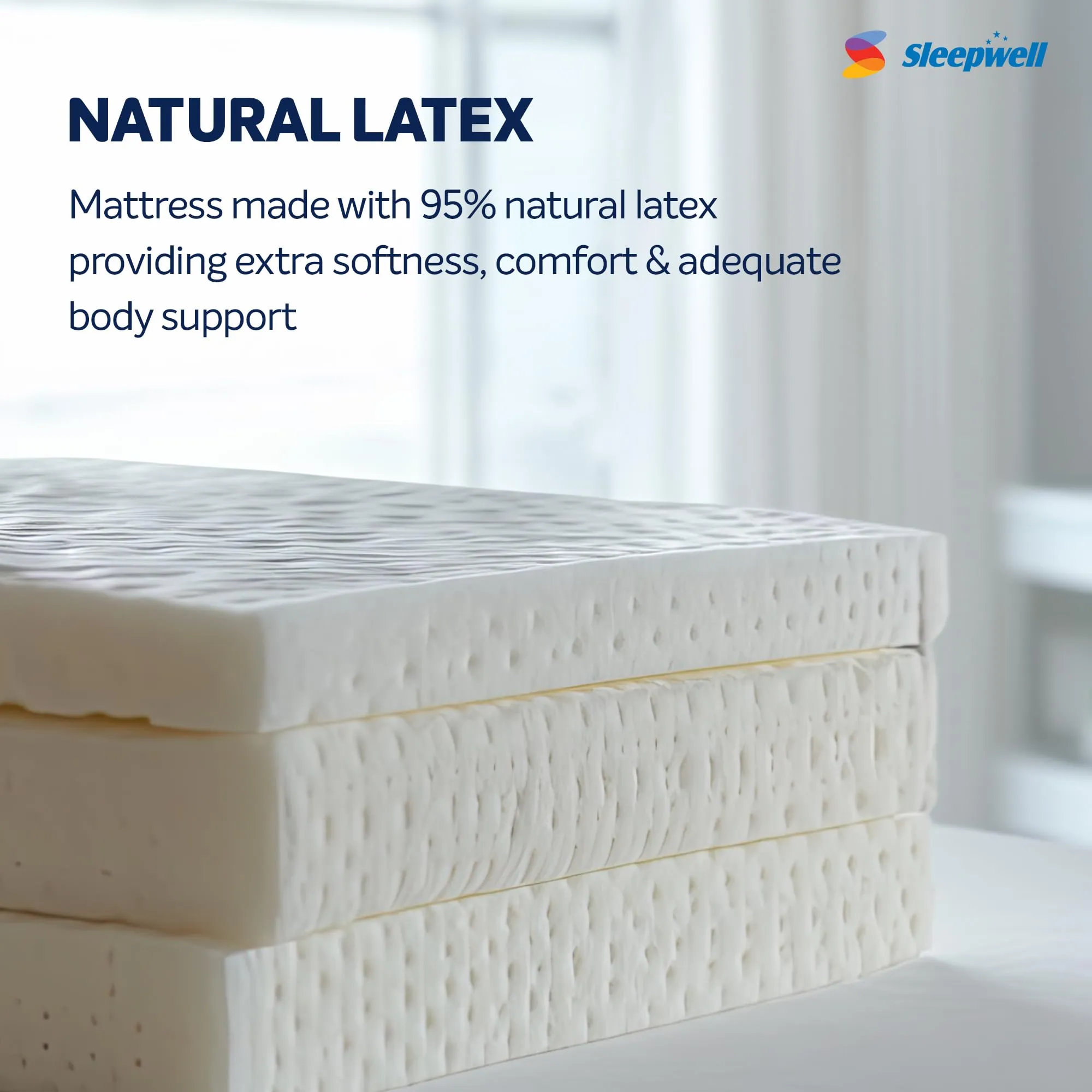 Sleepwell Ortho Pro Latex Mattress | 95% Pure Natural Latex | Spine & Back Support | Acuprofile Technology |Neem Fresche Technology | King Size | 78x72x6 | 10 Yrs Warranty