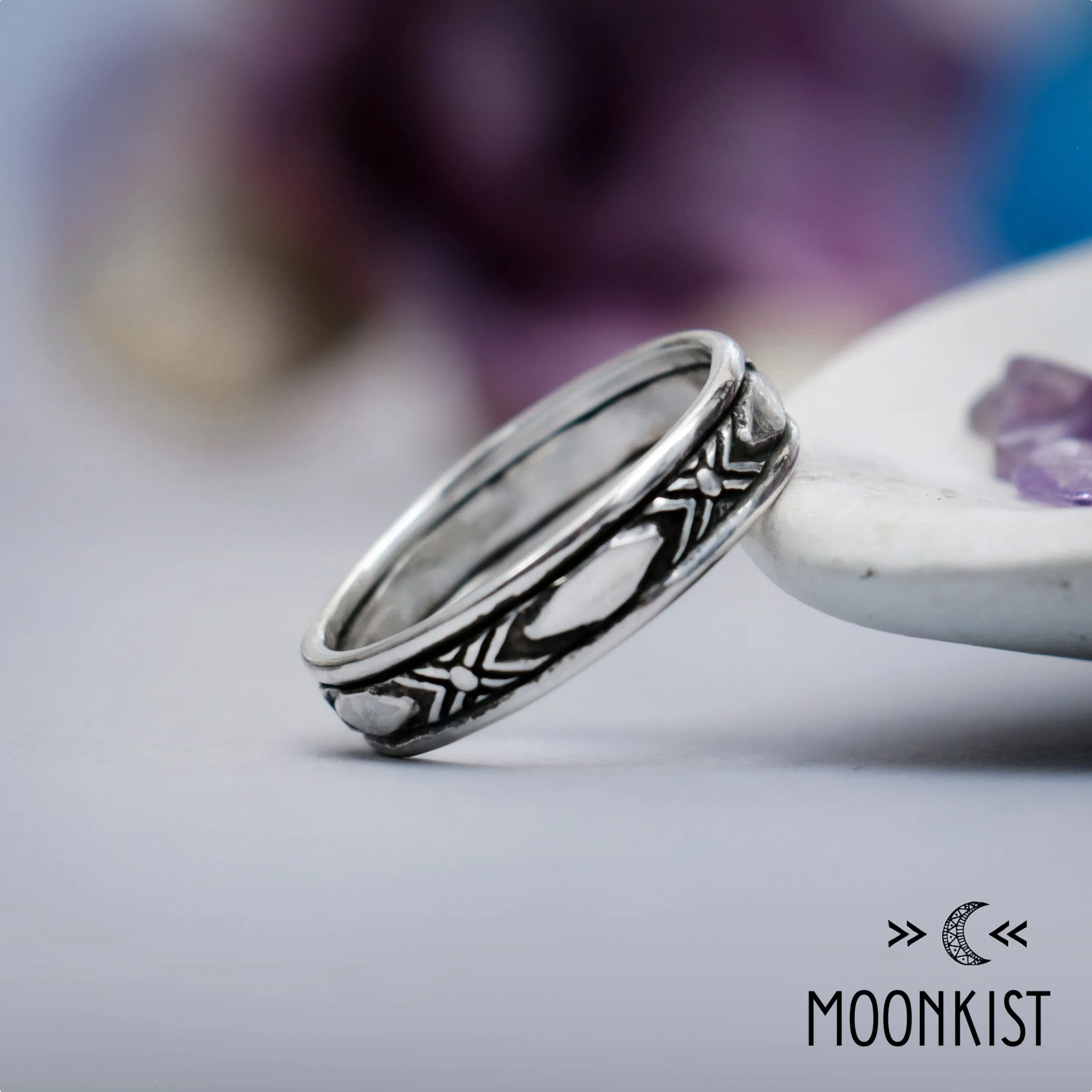Southwestern Silver Mens Wedding Band | Moonkist Designs
