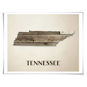 Tennessee Map Art Print. 5 Sizes. Travel Poster. Custom State. USA Map. Rustic Art Home Decor.