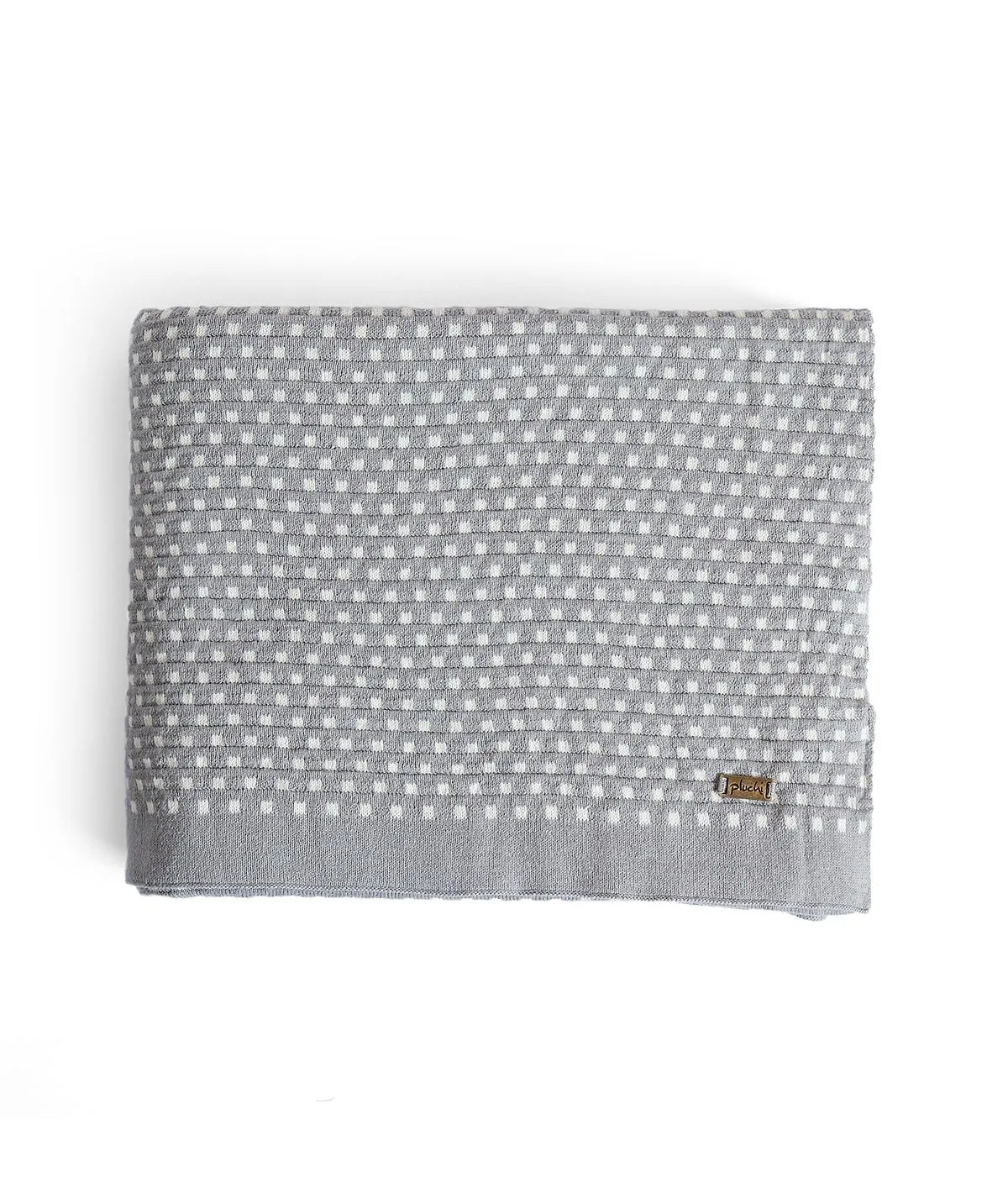 Tiny Check Cotton Knitted All Season AC Throw Blanket (Light Grey & Natural)