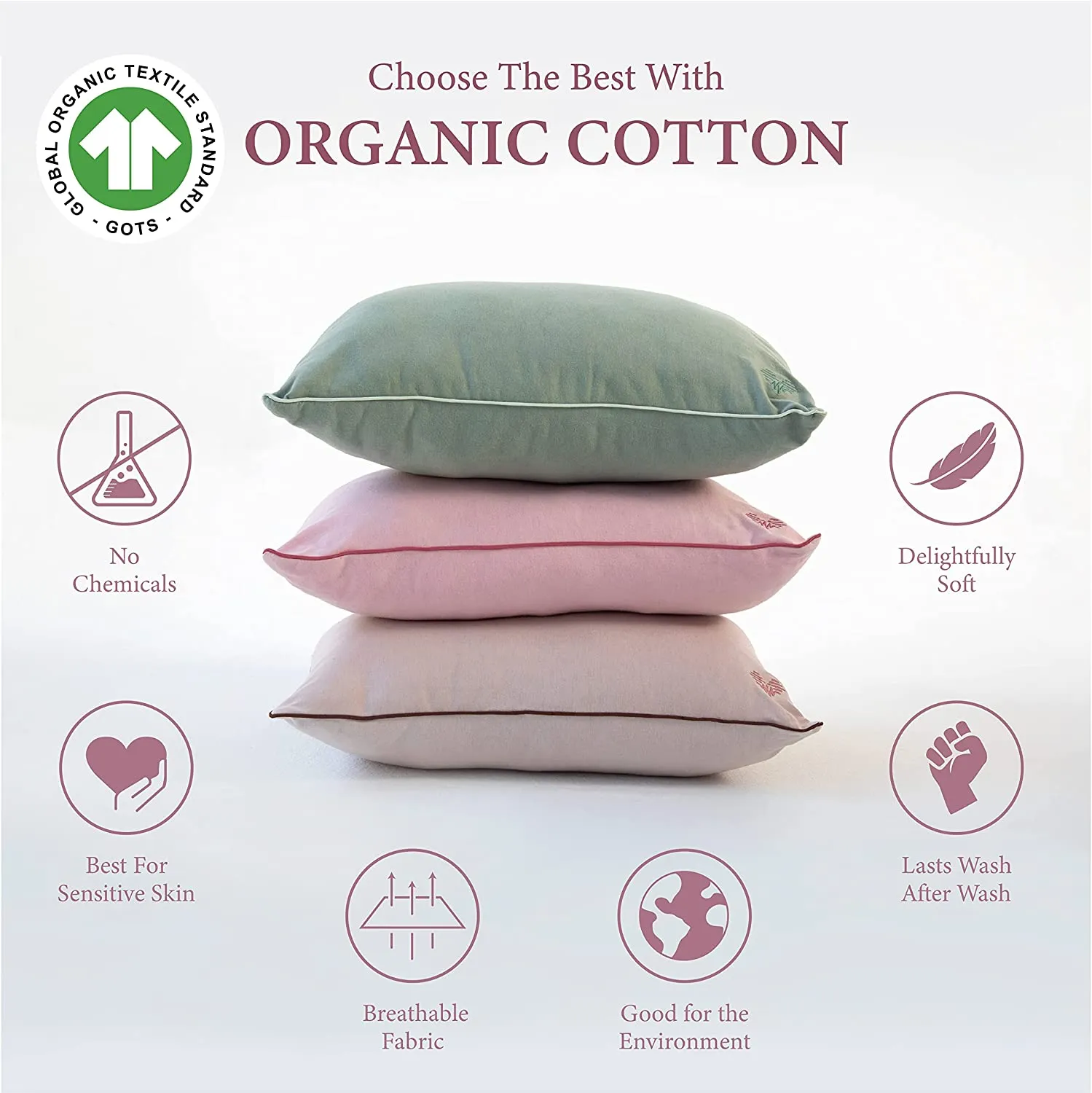 Toddler Pillows with Organic Machine Washable Cover