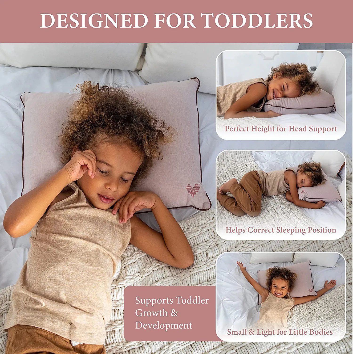 Toddler Pillows with Organic Machine Washable Cover